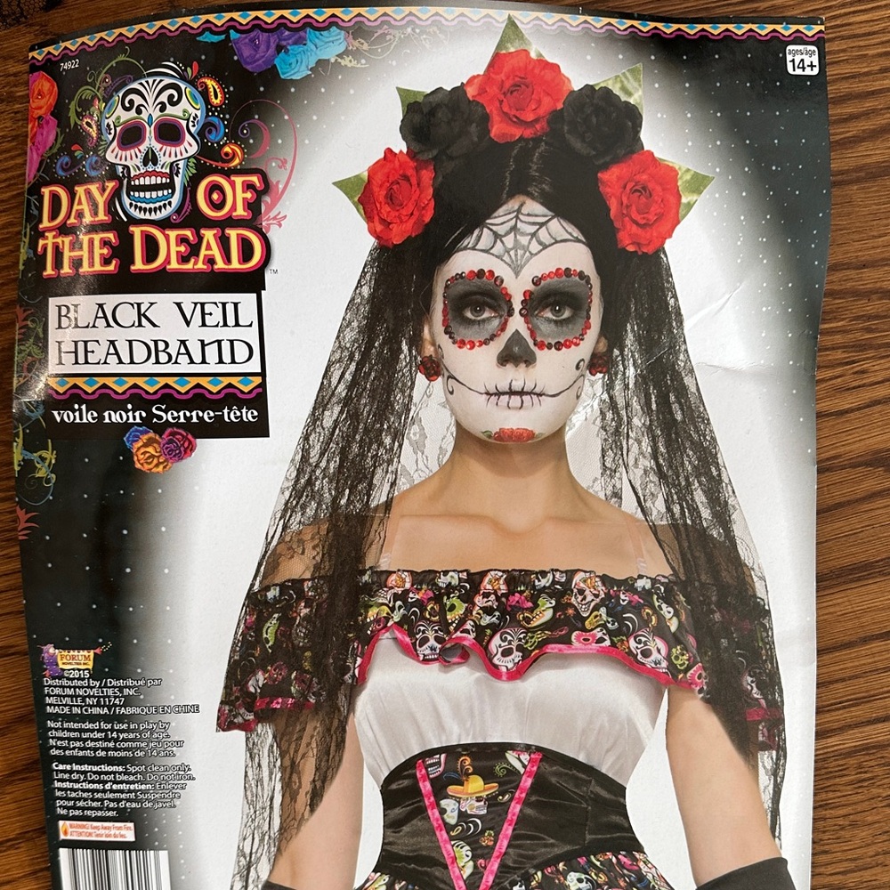 Day of the Dead Black Veil Headband Costume for Kids
